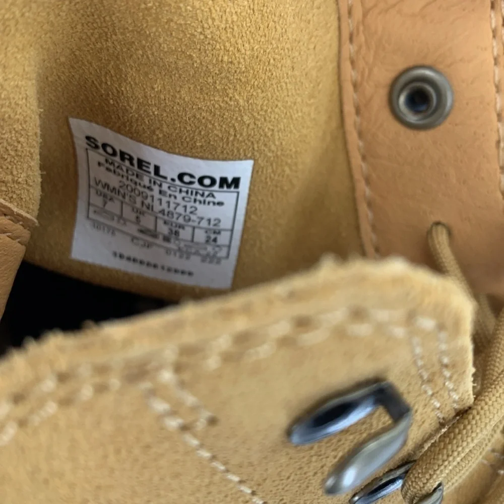 Sorel Hi-line lug boots suede leather waterproof chunky shoe winter tan new 7